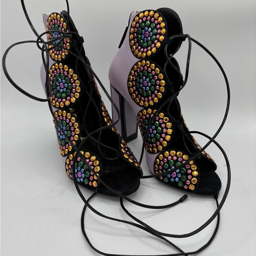 Kat Maconie Embellished Black and Purple Women's Heels